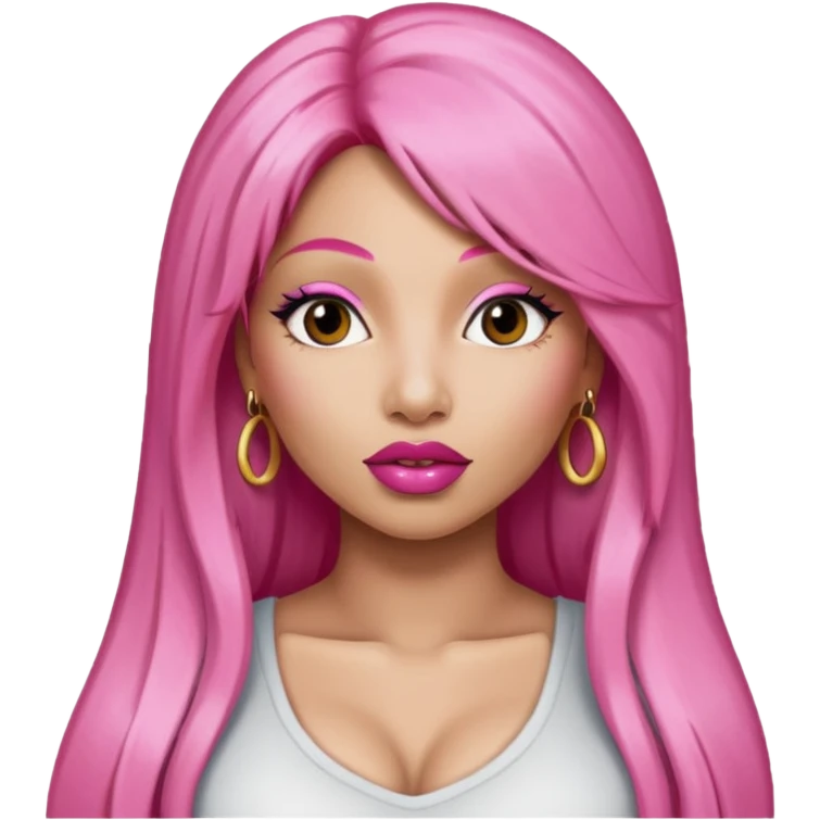 Nicki Minaj with long pink hair emoji