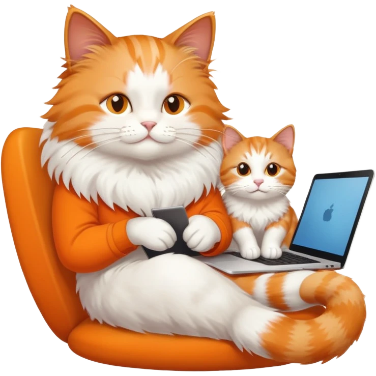 cat sitting on person's lap while working on laptop emoji