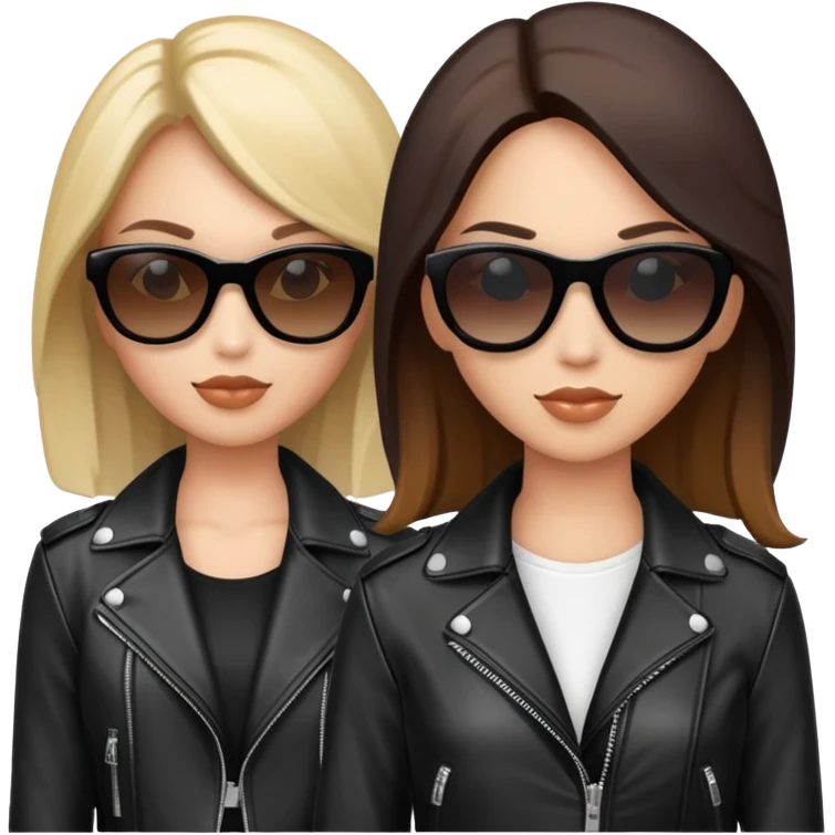 Mafia style women . Sunglasses, black jackets,  emoji