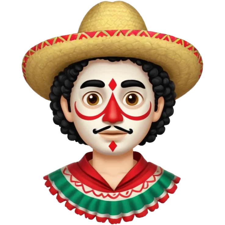 painted face mexican theme, curly hair, male, white emoji