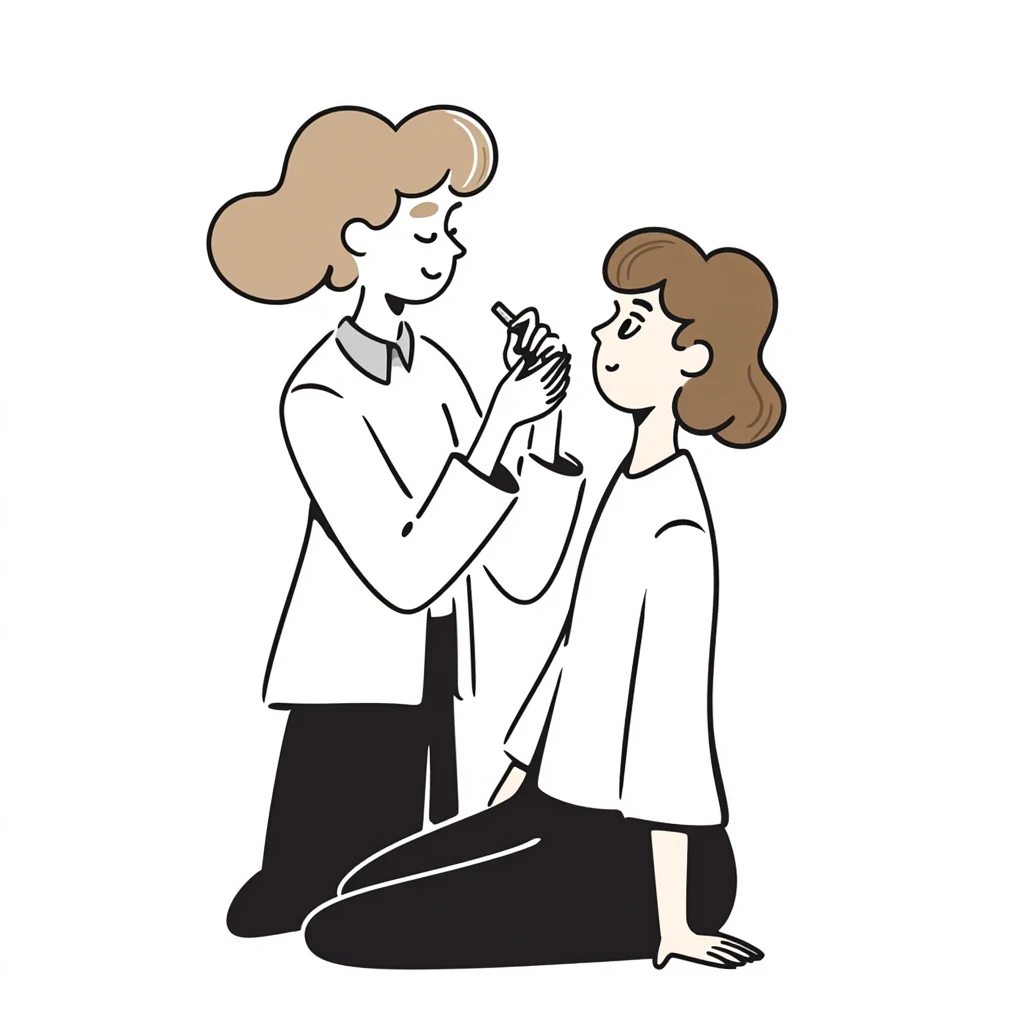 woman with light brown hair undergoing MMP capillary application emoji