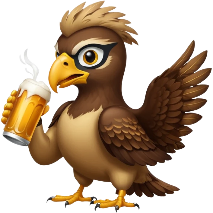 Seahawk bird drinking beer emoji
