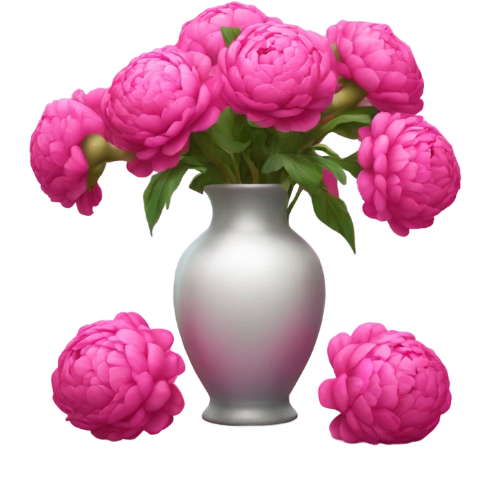 Realistic Bright pink pions in vase emoji