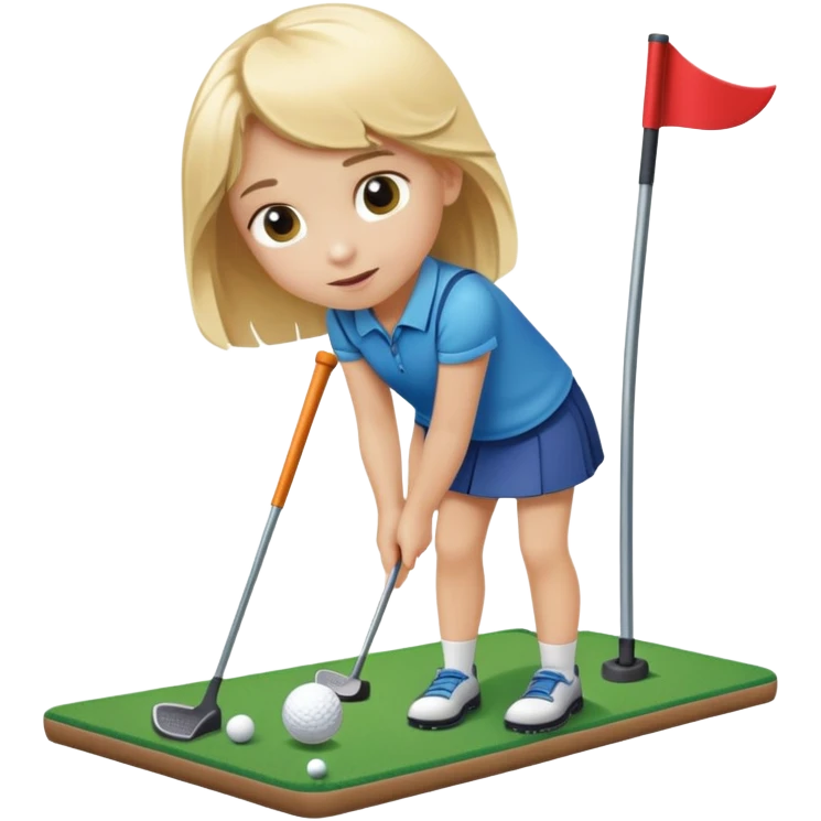 11 year old blonde haired girl playing mini-golf emoji