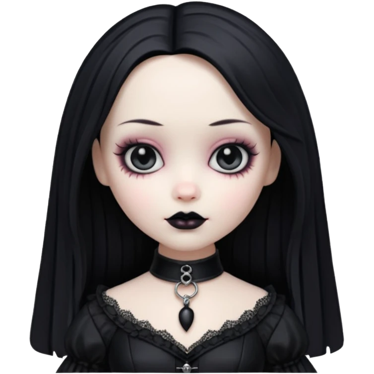 gothic girl, gothic style, vinyl doll figure emoji