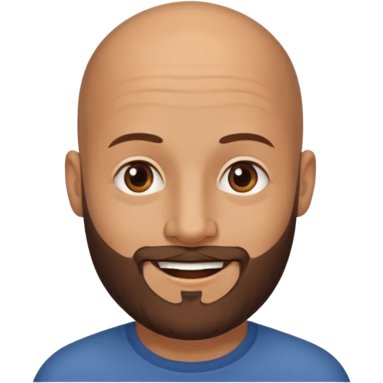 man, bald hair, brown eyes, full beard, smiling emoji