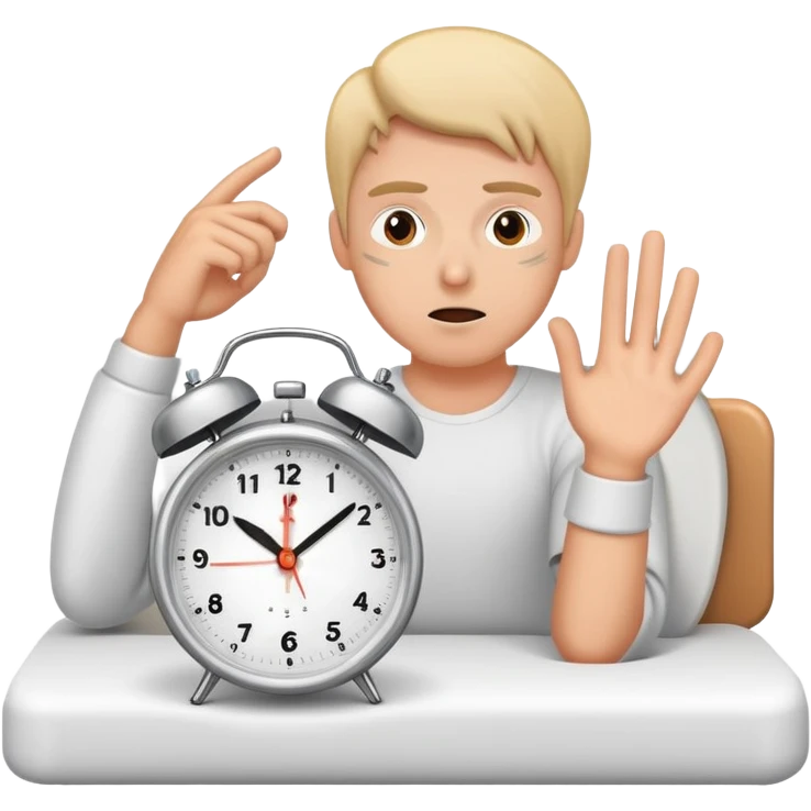 character waking up with alarm clock ringing emoji