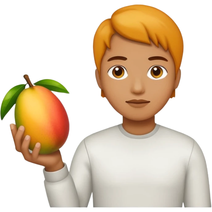 mango in white hand, android emoji style emoji
