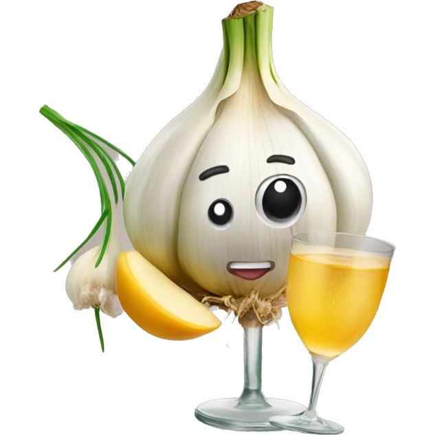 garlic with a cocktail emoji
