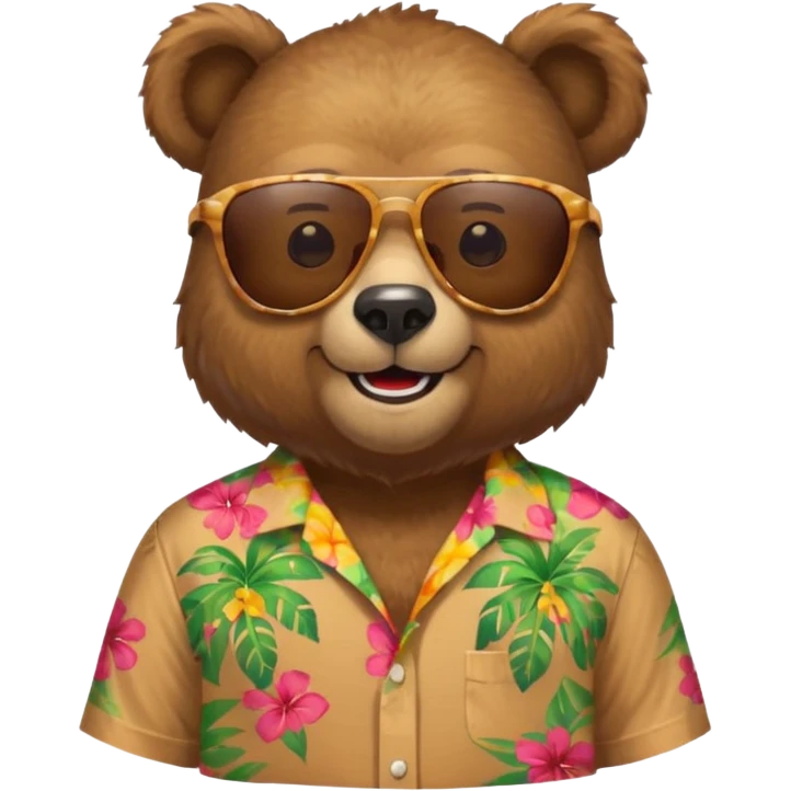bear with aloha shirt wearing sunglasses emoji