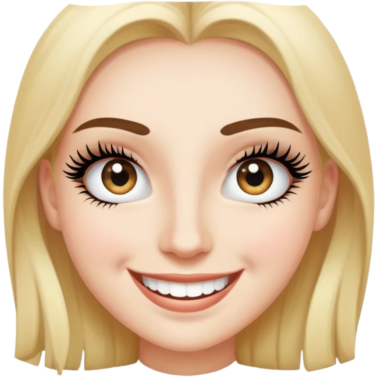 smiling solo portrait close-up with big lashes emoji