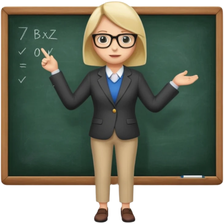 teacher  with a blackboard in the background, full body emoji