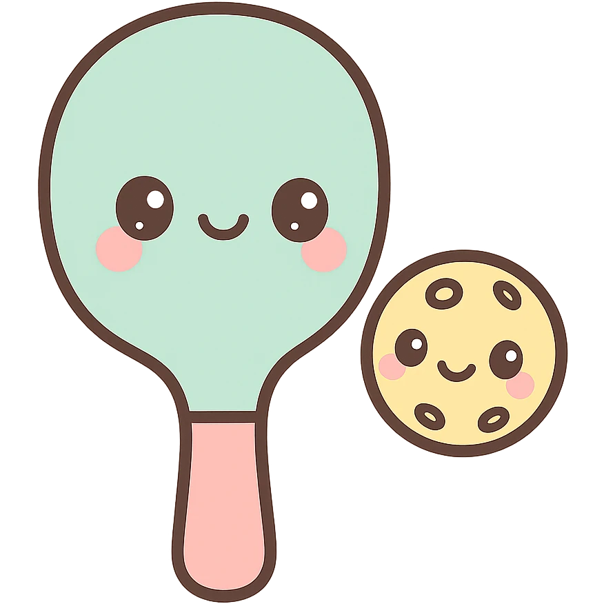 pickleball paddle and pickleball kawaii style emoji