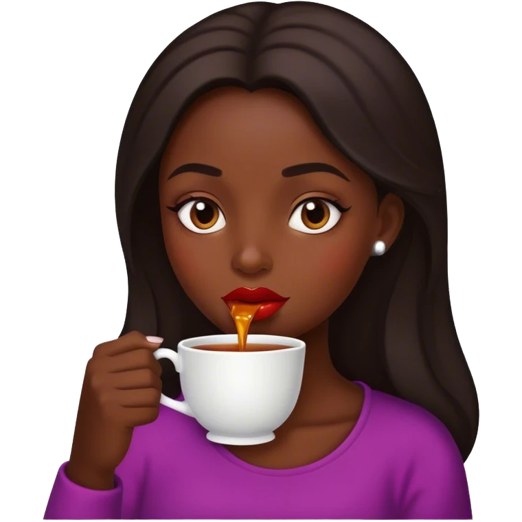 Girl with big lips sipping tea emoji