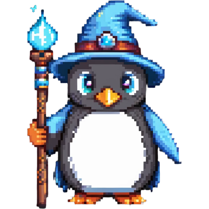 penguin wizard with magic staff emoji