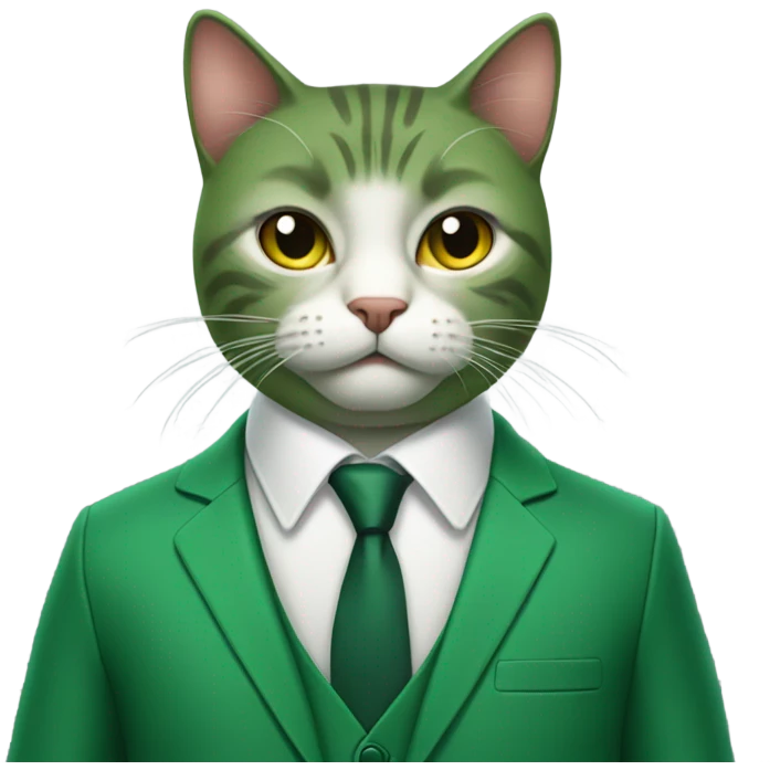 a cat manager in green suit  emoji