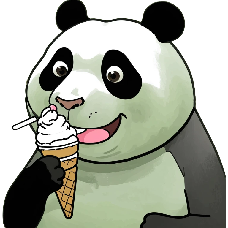 Panda eating ice cream emoji