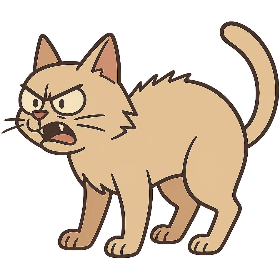 angry cat side view, simple cartoon style emoji