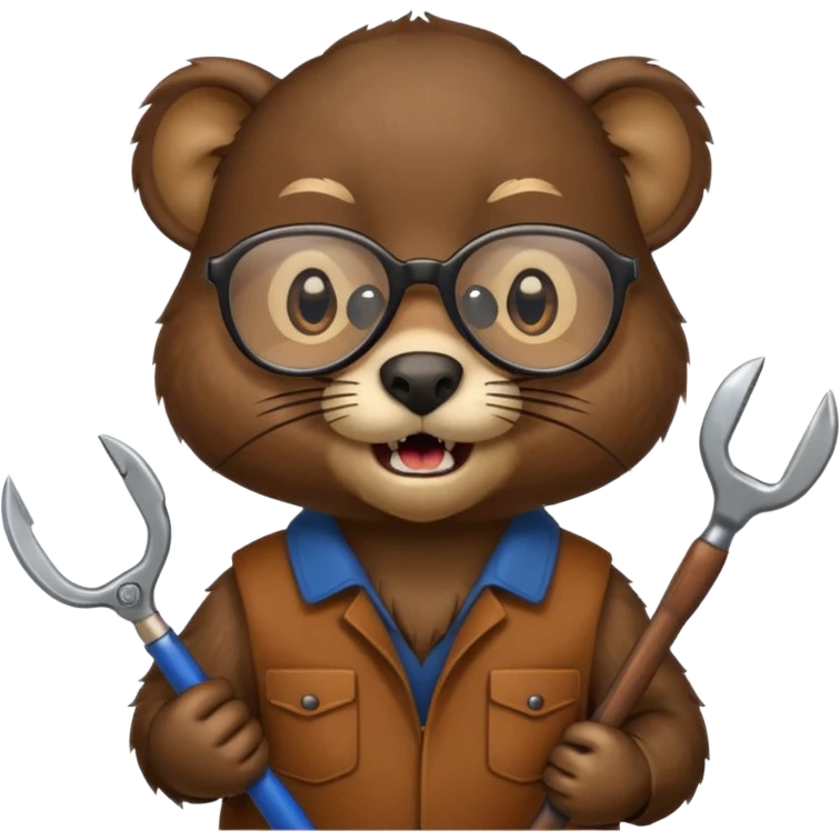 spectacled beaver with tools emoji