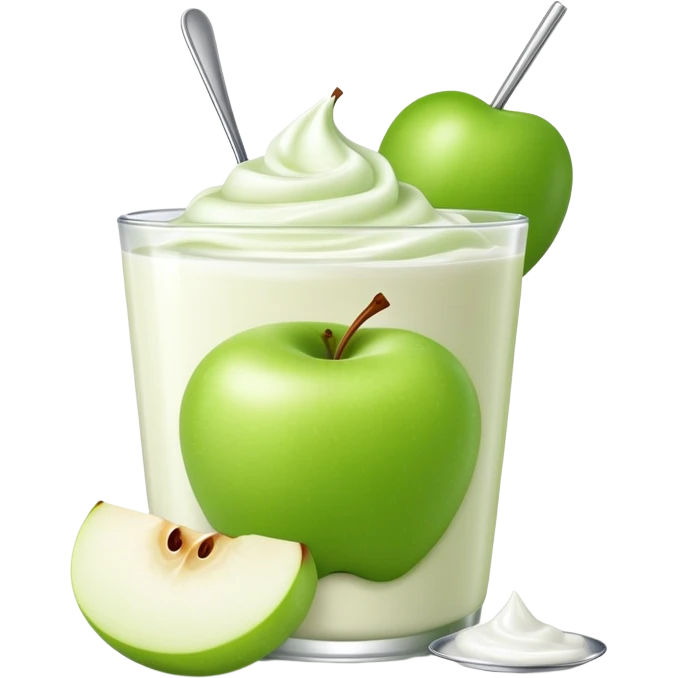 Yogurt with a green apple  emoji