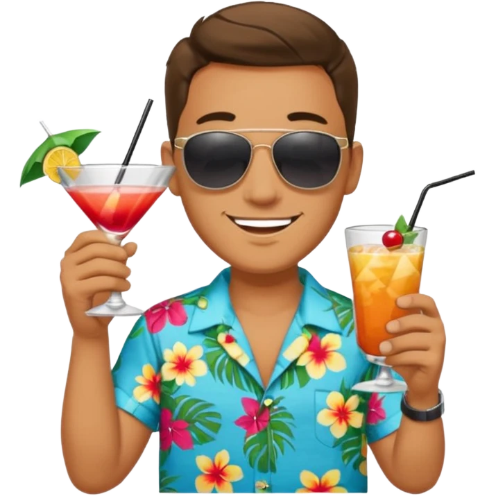Male pool party with cocktails head emoji