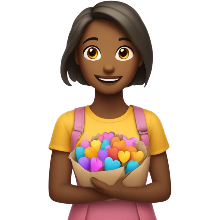 Girl holding hearts  emoji