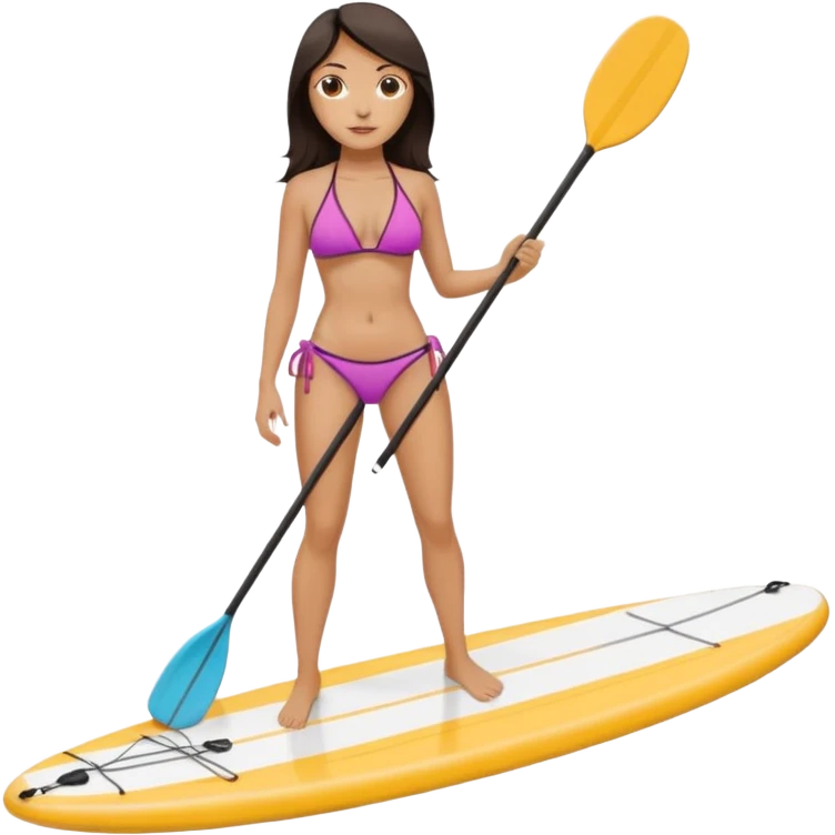 Dark haired white women on Standing paddle board in bikini emoji