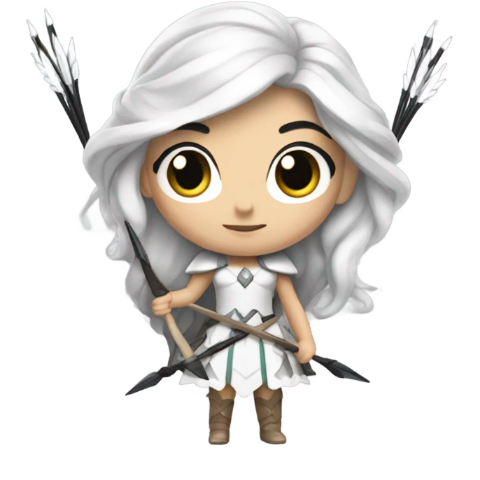 Supercell White skin princess black hair with bow and 3 arrows emoji