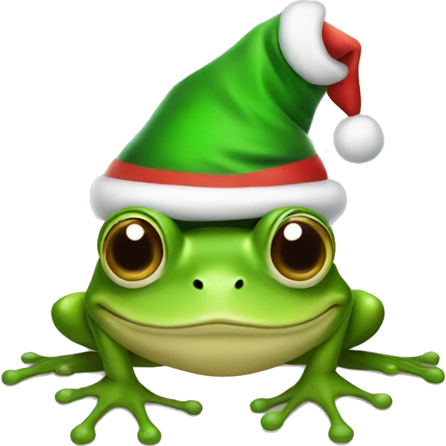 Frog with a santa hat on emoji