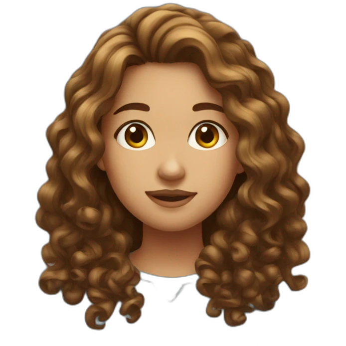 Girl with long curly brown hair emoji