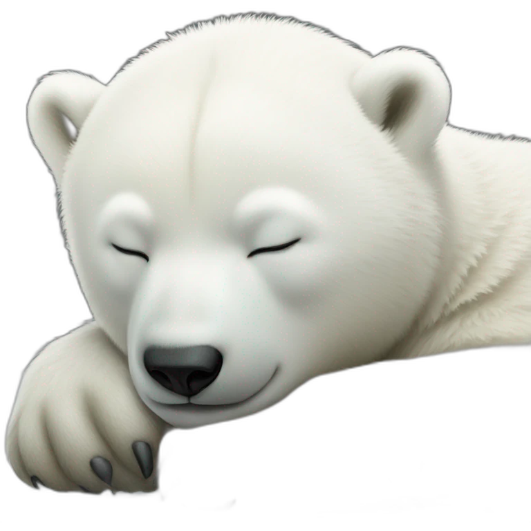 Baby polar bear sleeping nose point right lande emoji