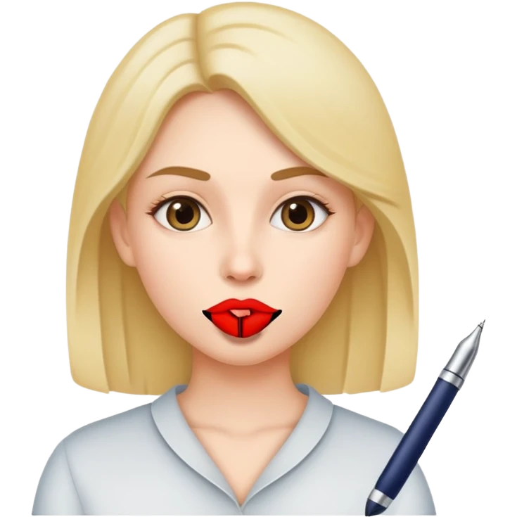 Pen is in woman mouth emoji