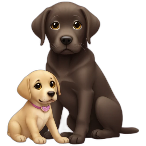 One labrador watch a human baby emoji