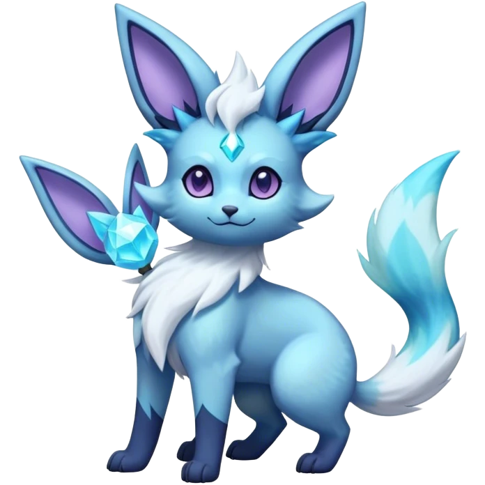 Fluffy celestial Glaceon-Espeon-Umbreon-hybrid, full body emoji