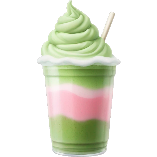 iced matcha with pink cold foam emoji