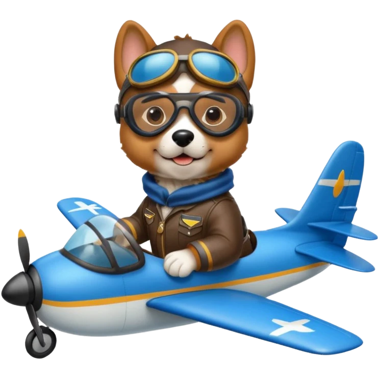 dog pilot riding blue plane emoji