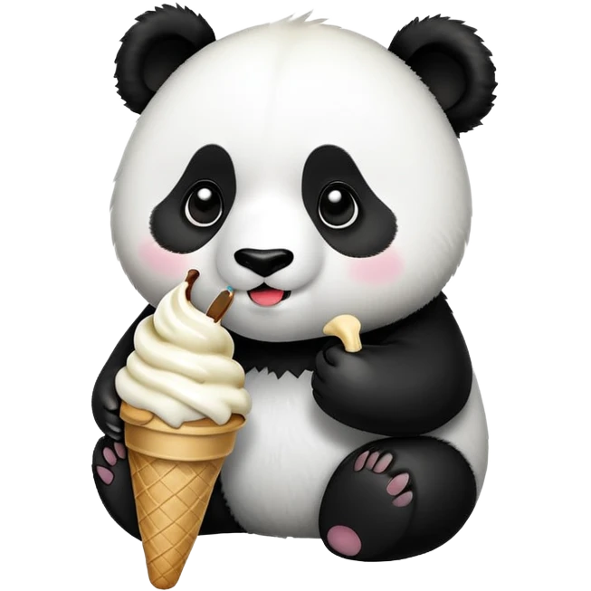 Panda eating ice cream emoji