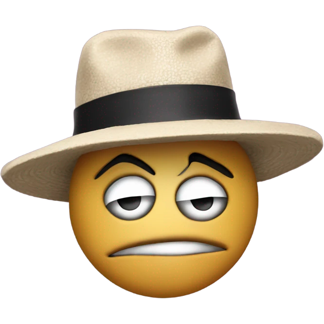 Giant frown face with a hat on that says SEC emoji