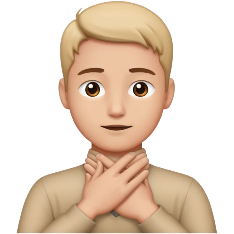 person with hands crossing their chest by their neck  emoji