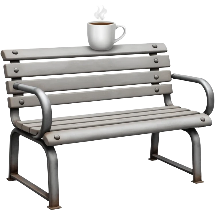 Metal bench + coffee cup emoji