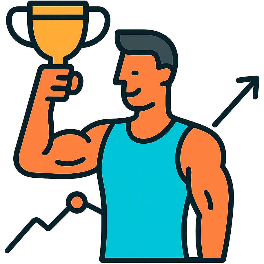a sportman has a great results doing his workouts emoji