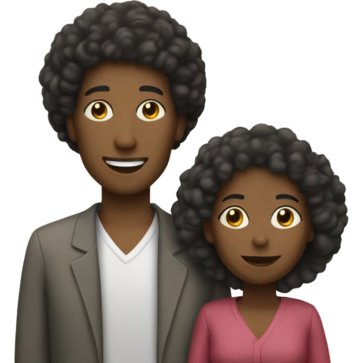 Padre, madre e hijo afro emoji