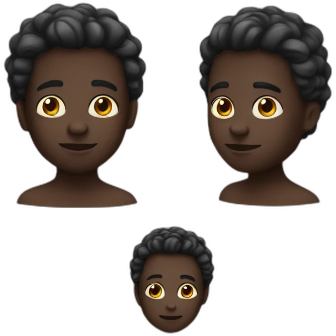 man dark skin 3 kids emoji
