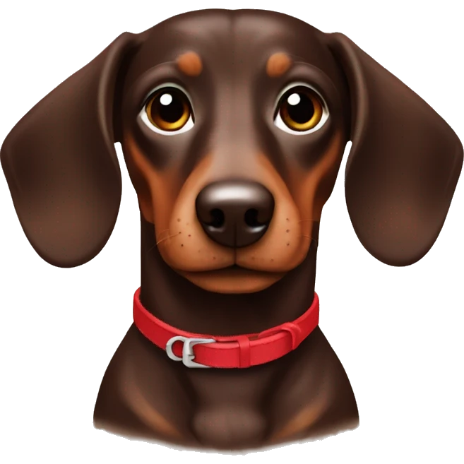dachshund chocolate colour and red collar emoji