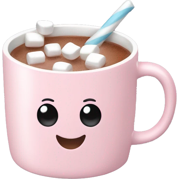 Light Pink mug of hot chocolate with marshmallows  emoji