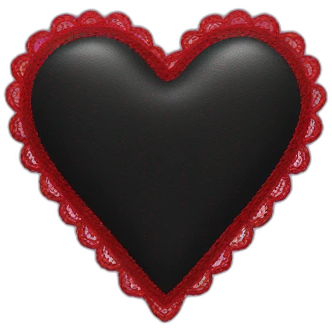 Black leather heart with red lace border emoji
