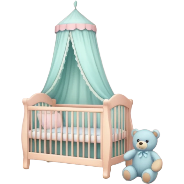 baby room, Cozy baby room with crib and teddy bear emoji