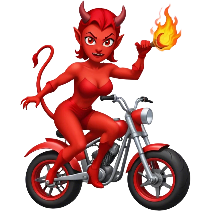 Female Devil hitting a wheelie emoji