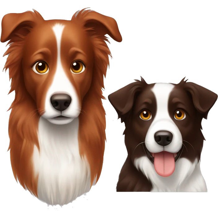 Redhair girl and darkbrown border collie emoji