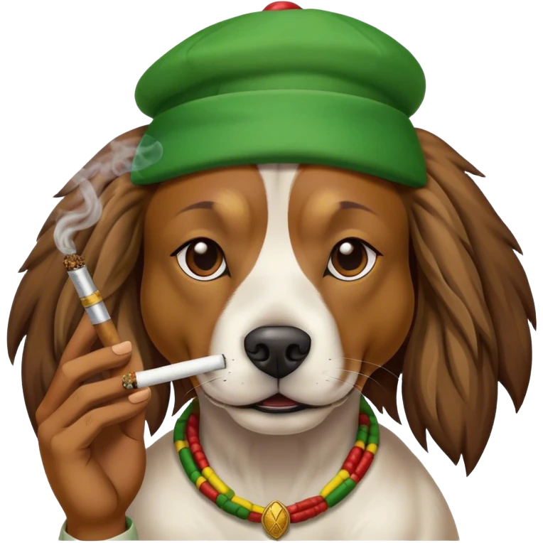 rasta dog smoking a joint emoji